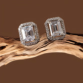 White Finish Zircon Stud Earrings In 925 Sterling Silver